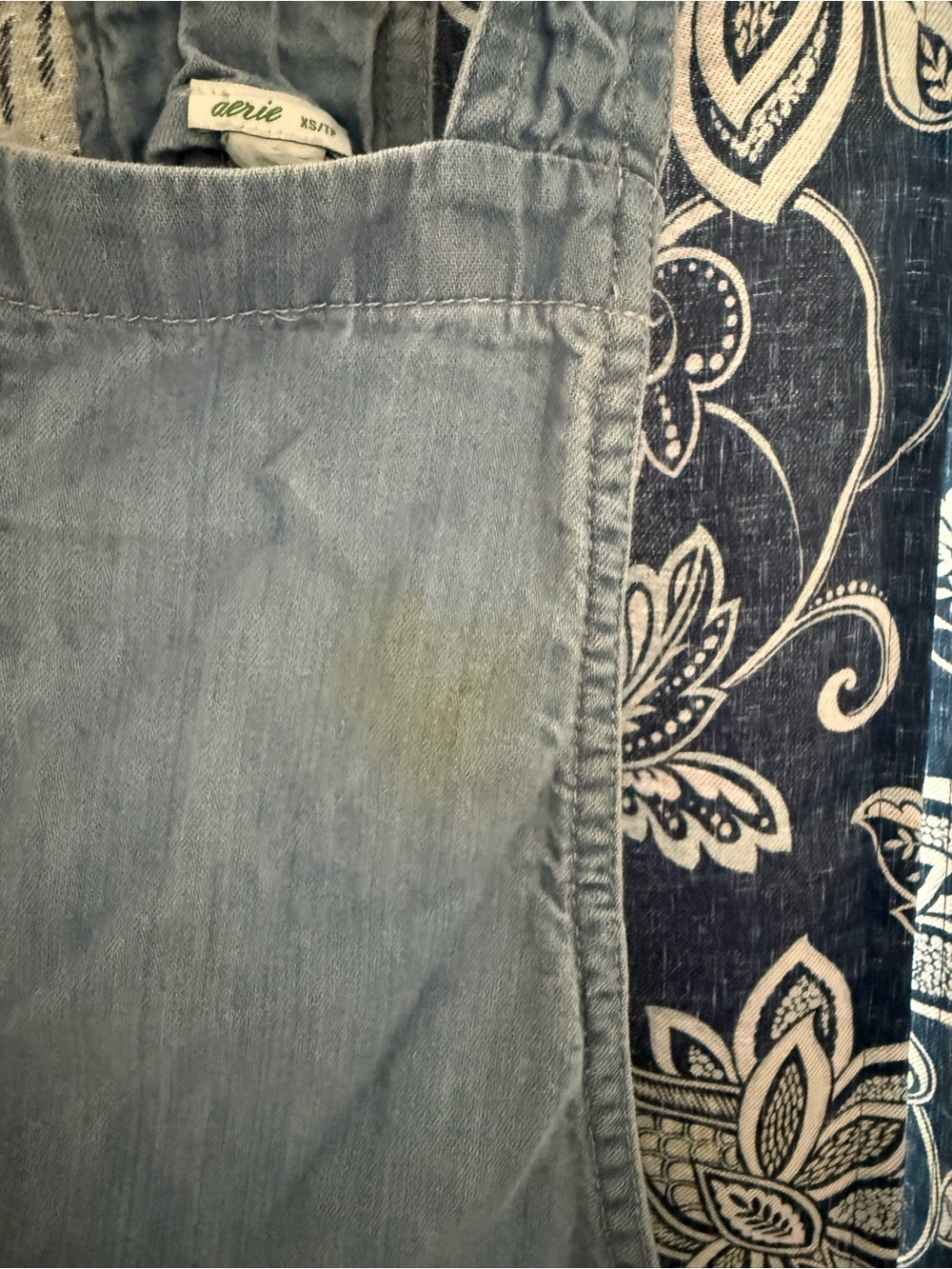 aerie Light Blue Denim-Look Short Overalls - Picture 2 of 2